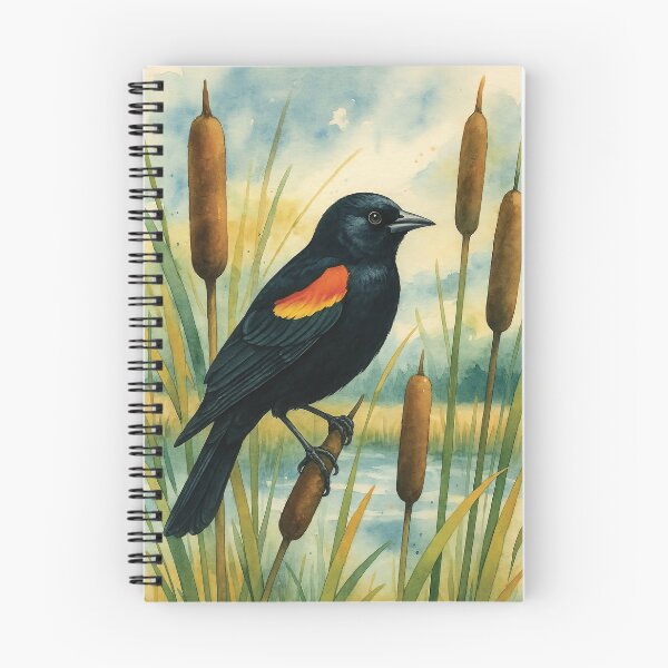 Item preview, Red Winged Blackbird Watercolor Wildlife Bird Art designed and sold by MaverlyShop.