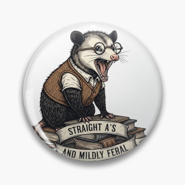 Item preview, Straight A's and Mildly Feral - Dark Academia Possum designed and sold by Retro Mood Co.