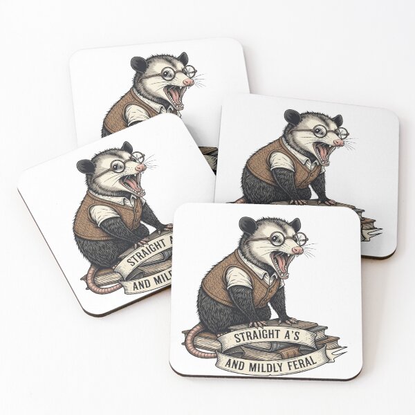Item preview, Straight A's and Mildly Feral - Dark Academia Possum designed and sold by Retro Mood Co.