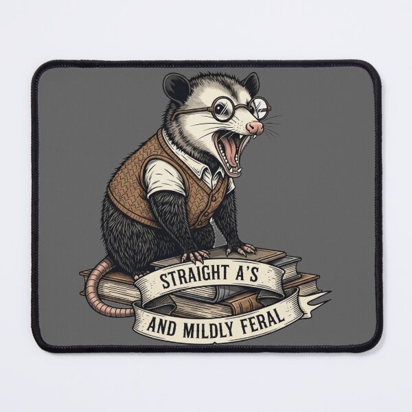 Item preview, Straight A's and Mildly Feral - Dark Academia Possum designed and sold by Retro Mood Co.