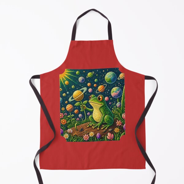 Item preview, Frog Astronauts Garden Whimsical Pixel Art Galaxy Poster designed and sold by Miheerala.