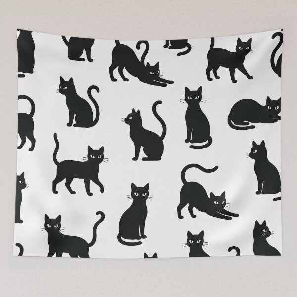 Item preview, Cute Black Cat Pattern Minimalist Kitten Seamless designed and sold by Seculinator.