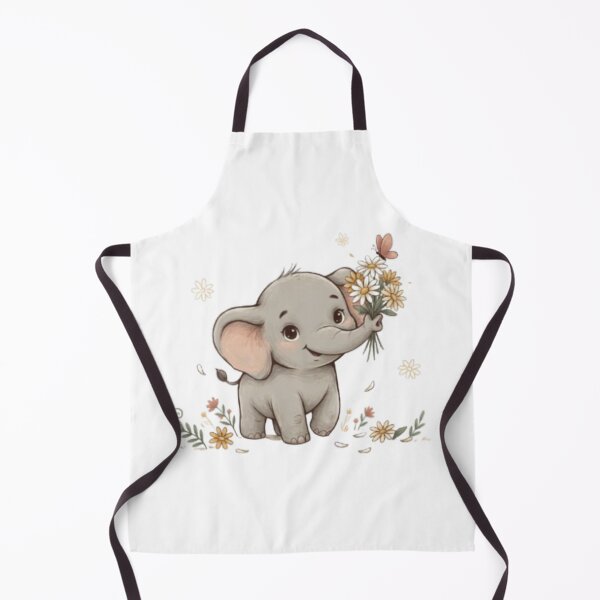Item preview, A Cute Baby Elephant Holding a Bouquet of daisies: Soft Pastel Tone designed and sold by DigitfanStudio.