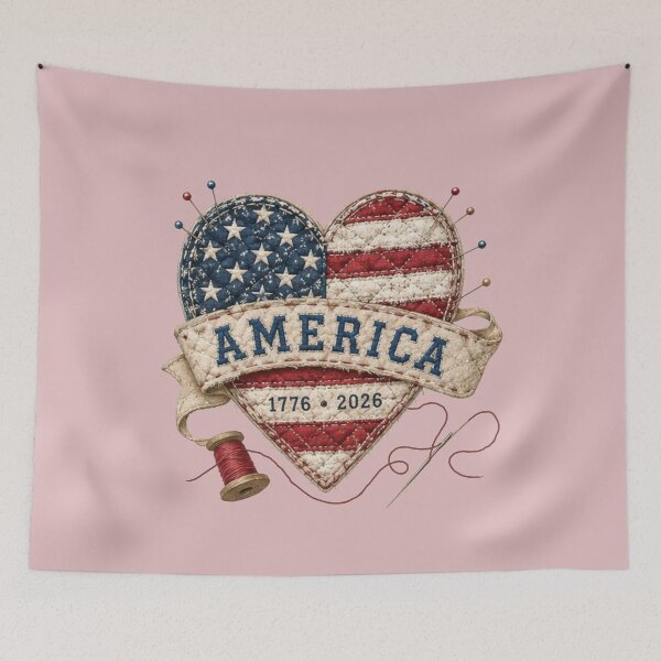 Item preview, Vintage Patchwork Heart America's 250th Anniversary designed and sold by Applecrunch.