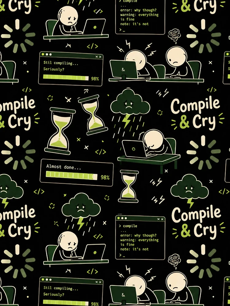 Thumbnail 4 of 4, iPhone Case, Compile & Cry – Endless Coding Frustration Pattern designed and sold by DebugLab.