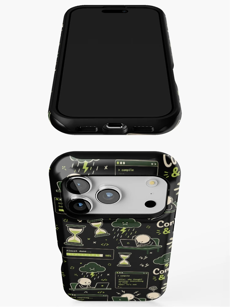 Thumbnail 3 of 4, iPhone Case, Compile & Cry – Endless Coding Frustration Pattern designed and sold by DebugLab.