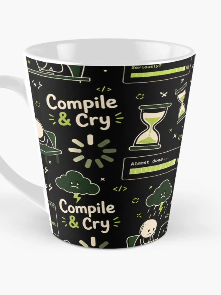 Thumbnail 3 of 4, Coffee Mug, Compile & Cry – Endless Coding Frustration Pattern designed and sold by DebugLab.