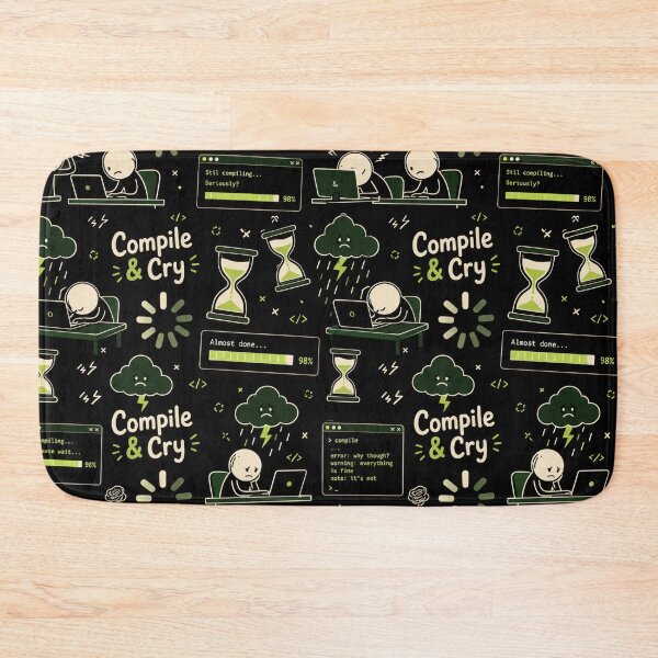 Item preview, Compile & Cry – Endless Coding Frustration Pattern designed and sold by DebugLab.