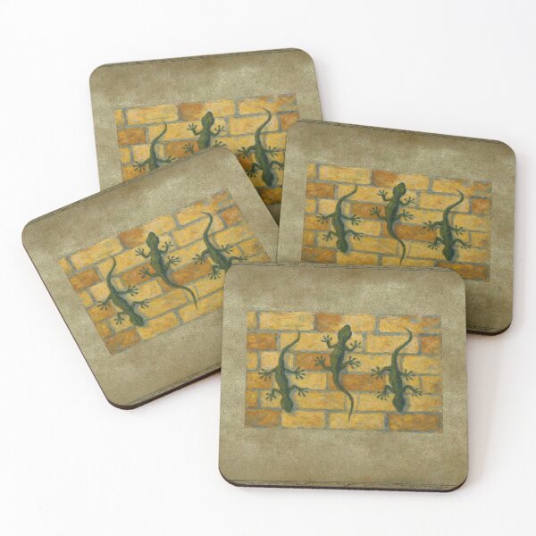 Item preview, Three Lizards on Rustic Brick Wall Oil Painting designed and sold by Lougud.