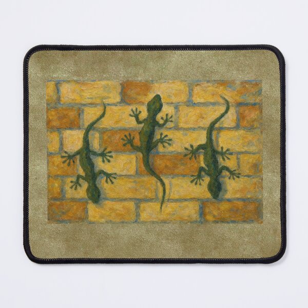 Item preview, Three Lizards on Rustic Brick Wall Oil Painting designed and sold by Lougud.