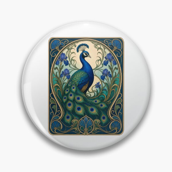 Item preview, Elegant Peacock Iris Flower Art Nouveau Style designed and sold by AntiqueImages.