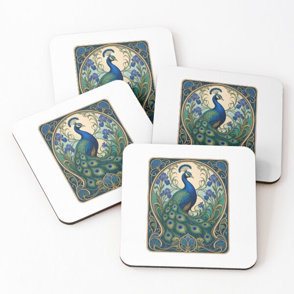 Item preview, Elegant Peacock Iris Flower Art Nouveau Style designed and sold by AntiqueImages.