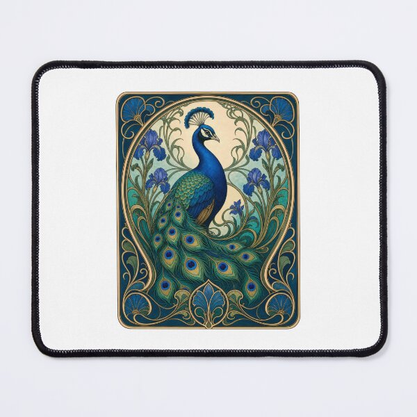 Item preview, Elegant Peacock Iris Flower Art Nouveau Style designed and sold by AntiqueImages.