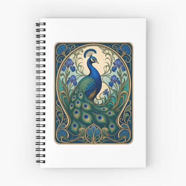 Item preview, Elegant Peacock Iris Flower Art Nouveau Style designed and sold by AntiqueImages.