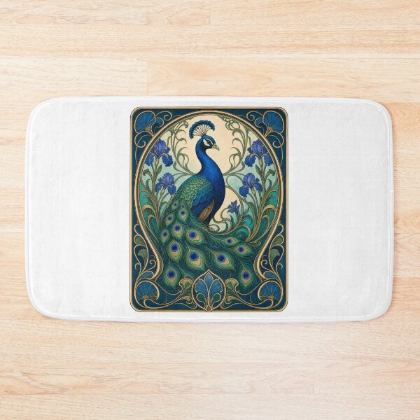 Item preview, Elegant Peacock Iris Flower Art Nouveau Style designed and sold by AntiqueImages.
