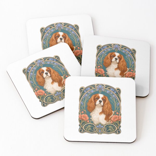 Item preview, Cavalier King Charles Spaniel Art Nouveau Dog designed and sold by AntiqueImages.