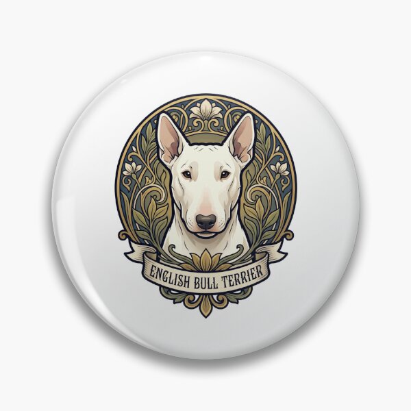 Item preview, White English Bull Terrier Elegant Art Nouveau designed and sold by AntiqueImages.