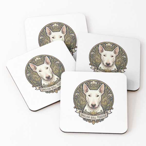 Item preview, White English Bull Terrier Elegant Art Nouveau designed and sold by AntiqueImages.