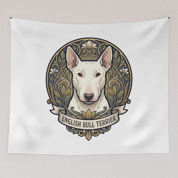 Item preview, White English Bull Terrier Elegant Art Nouveau designed and sold by AntiqueImages.