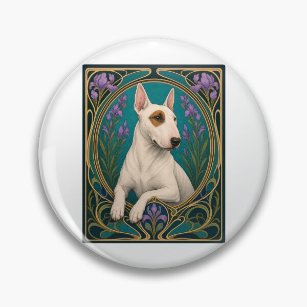 Item preview, Art Nouveau Bull Terrier Dog Iris Floral Design designed and sold by AntiqueImages.