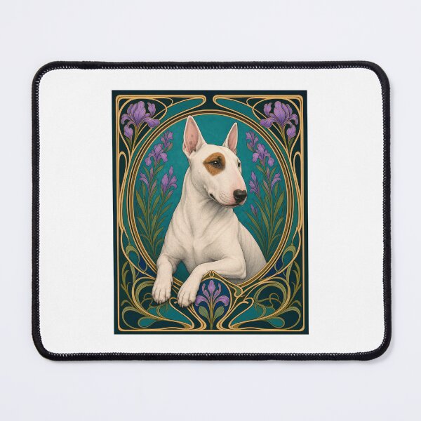 Item preview, Art Nouveau Bull Terrier Dog Iris Floral Design designed and sold by AntiqueImages.
