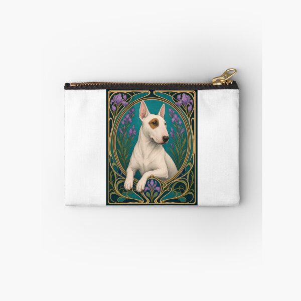 Item preview, Art Nouveau Bull Terrier Dog Iris Floral Design designed and sold by AntiqueImages.
