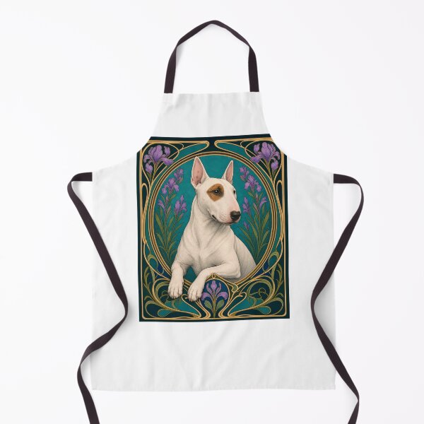 Item preview, Art Nouveau Bull Terrier Dog Iris Floral Design designed and sold by AntiqueImages.