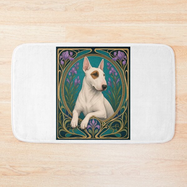 Item preview, Art Nouveau Bull Terrier Dog Iris Floral Design designed and sold by AntiqueImages.