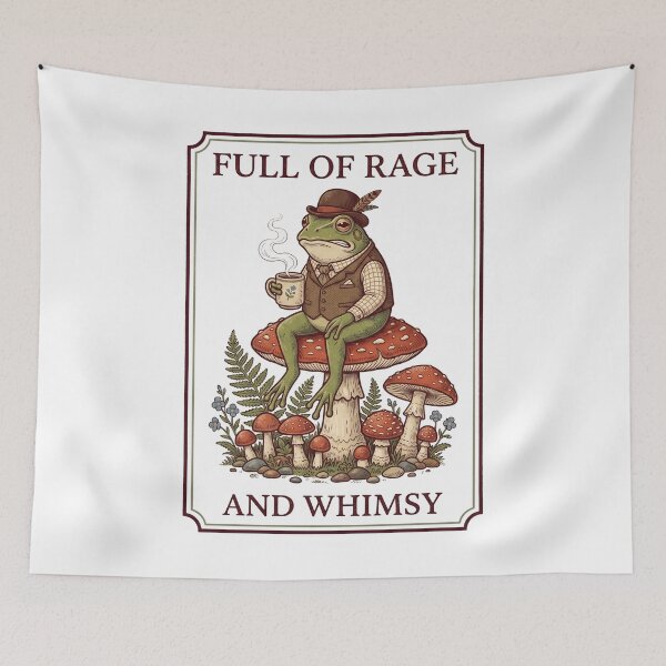 Item preview, Full of Rage and Whimsy Vintage Frog Sitting on Mushroom designed and sold by rediscoveredapp.