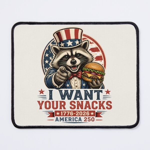 Item preview, Uncle Sam Raccoon America 250 Patriotic Meme | 1776 2026 Independence Day | Funny July 4th I  Want Your Snacks designed and sold by VectorJoy.