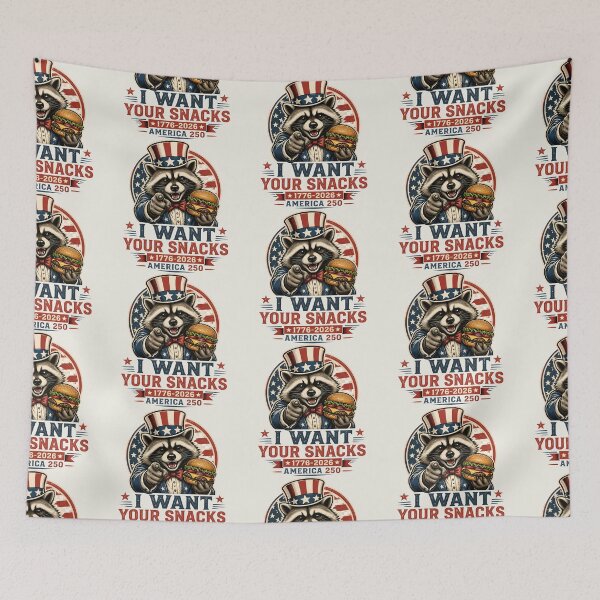 Item preview, Uncle Sam Raccoon America 250 Patriotic Meme | 1776 2026 Independence Day | Funny July 4th I  Want Your Snacks designed and sold by VectorJoy.