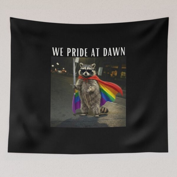 Item preview, We Pride At Dawn Shirt LGBTQ Pride Month Rainbow Raccoon Funny Pride Tee designed and sold by MS Pod Studio.