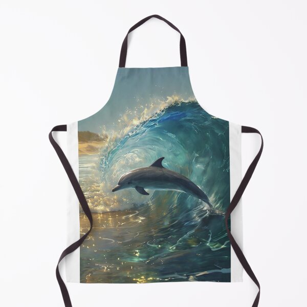 Item preview, Picture of a silvery wave with a dolphin leaping from it designed and sold by lucyinspace.