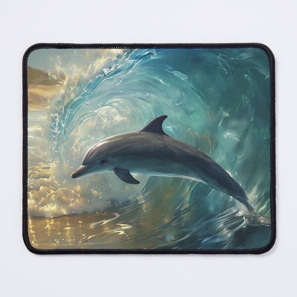 Item preview, Picture of a silvery wave with a dolphin leaping from it designed and sold by lucyinspace.