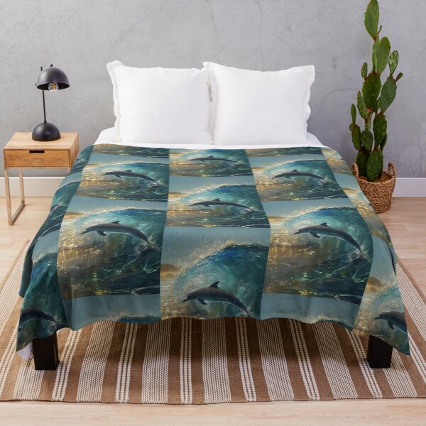 Item preview, Picture of a silvery wave with a dolphin leaping from it designed and sold by lucyinspace.
