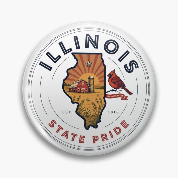 Item preview, Illinois State Pride Vintage Farm & Cardinal Design – Land of Lincoln Retro Illinois Graphic designed and sold by ArcticFoxStudio.