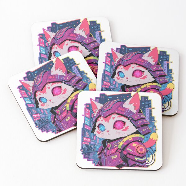 Item preview, Cyber Samurai Cat Sticker designed and sold by inkfusionhub99.
