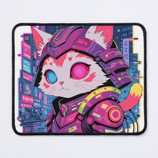Item preview, Cyber Samurai Cat Sticker designed and sold by inkfusionhub99.