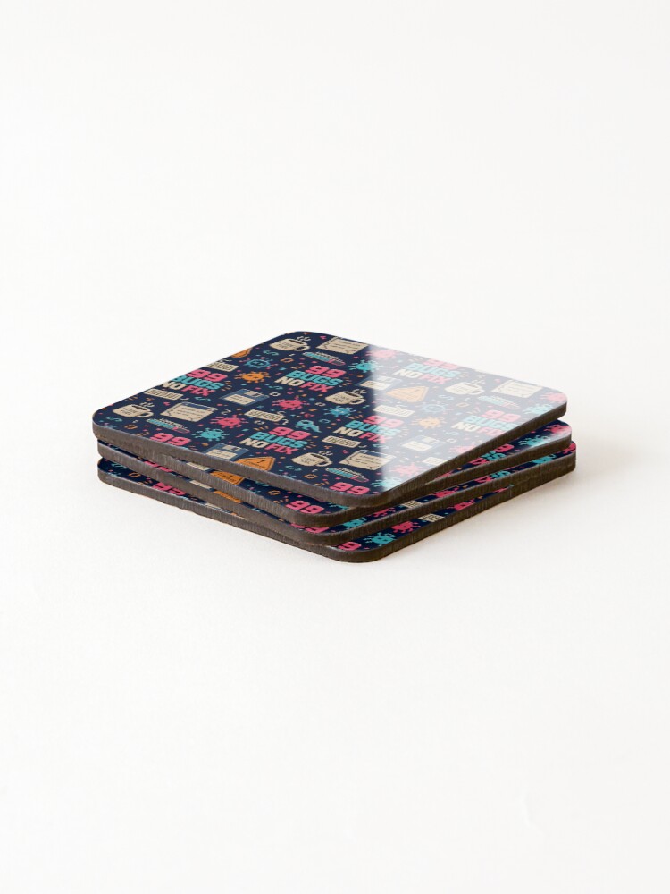 Thumbnail 4 of 5, Coasters (Set of 4), 99 Bugs No Fix Retro Developer Pattern designed and sold by DebugLab.