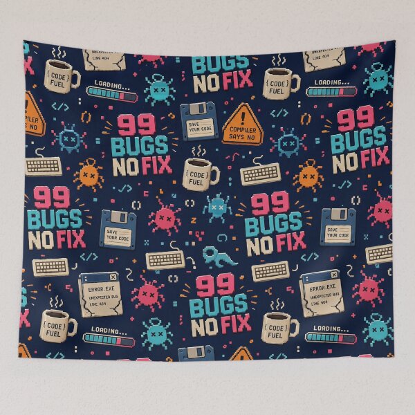 Item preview, 99 Bugs No Fix Retro Developer Pattern designed and sold by DebugLab.