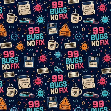 Artwork thumbnail, 99 Bugs No Fix Retro Developer Pattern by DebugLab
