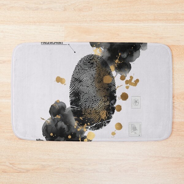 Item preview, Fingerprint Illustration | Black and Gold Forensic Watercolor Art designed and sold by Biedroneczka.