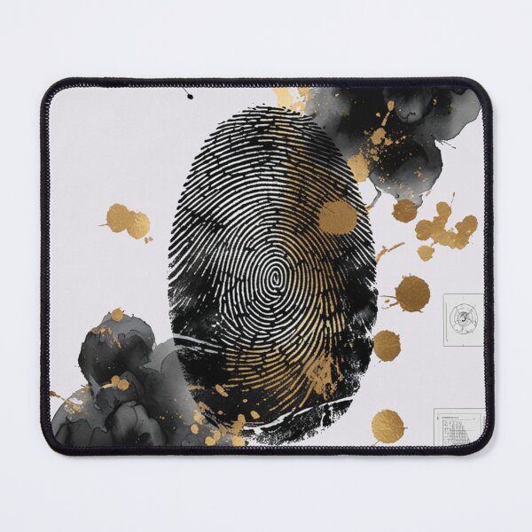 Item preview, Fingerprint Illustration | Black and Gold Forensic Watercolor Art designed and sold by Biedroneczka.