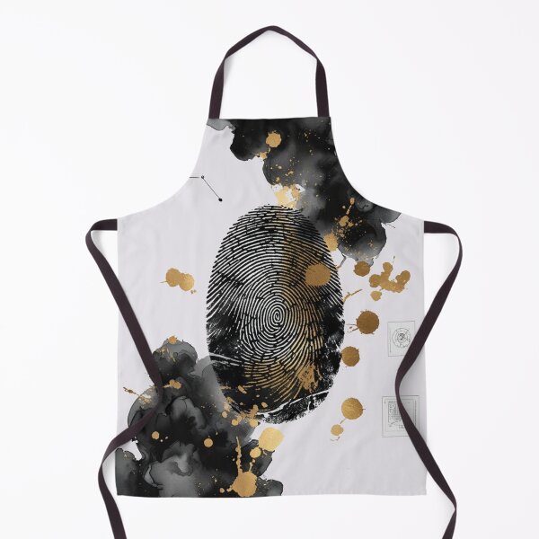 Item preview, Fingerprint Illustration | Black and Gold Forensic Watercolor Art designed and sold by Biedroneczka.