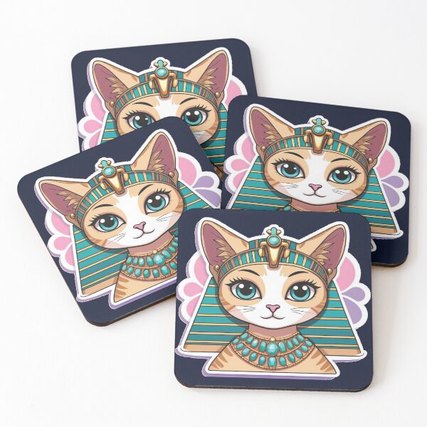 Item preview, Cute Egyptian Pharaoh Cat - Kawaii Bastet Goddess Art designed and sold by EH World | Store.