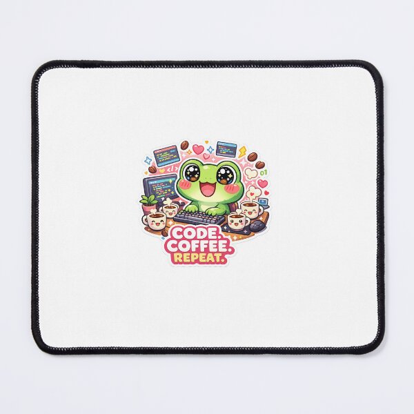 Item preview, Kawaii Frog Coder Coffee Repeat Sticker designed and sold by Cozy404Lab.