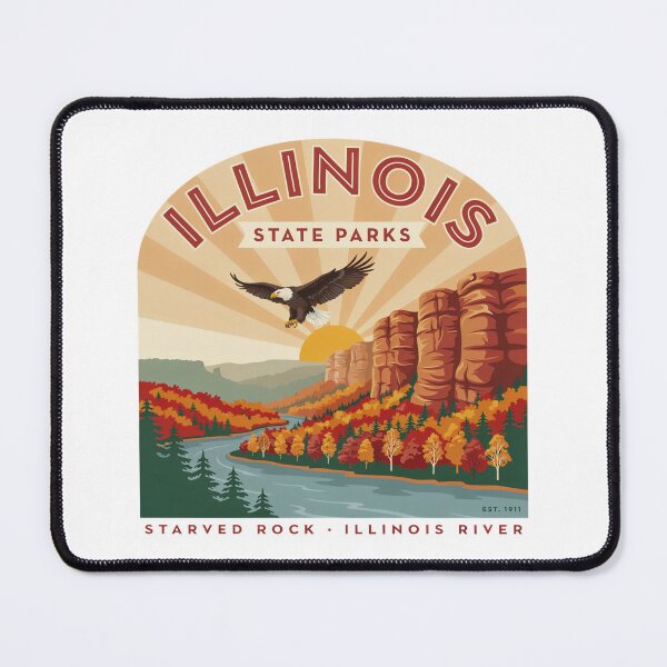 Item preview, Illinois State Parks – Starved Rock State Park Vintage Travel Poster | Illinois River & Bald Eagle Retro Design designed and sold by ArcticFoxStudio.