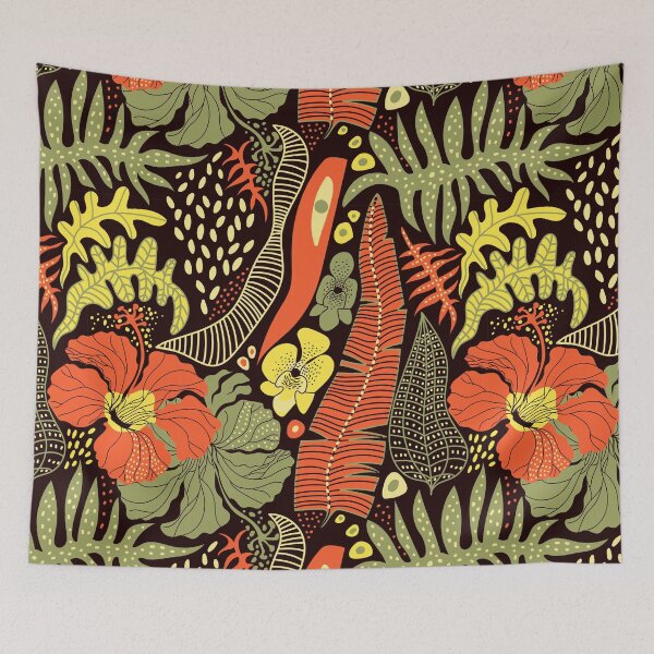 Item preview, Tropical Botanical Pattern – Exotic Flowers and Jungle Leaves designed and sold by Skryp-art.