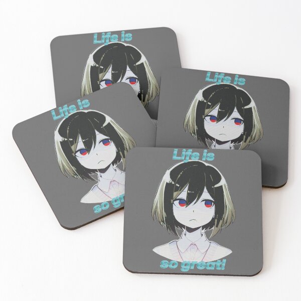 Item preview, Cartoon portrait of a young Japanese girl, "Life is so great!" designed and sold by Alan-David.