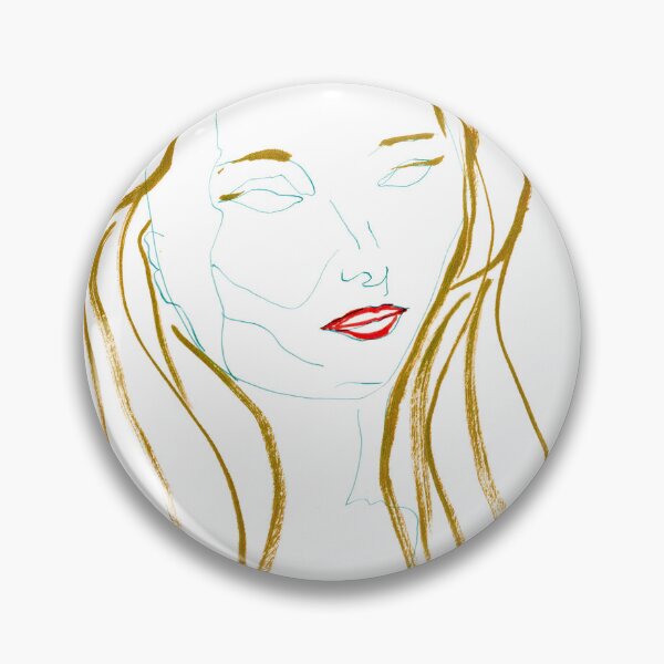 Item preview, Woman with Golden Hair and Red Lips — Ink Portrait Drawing designed and sold by essentialink.